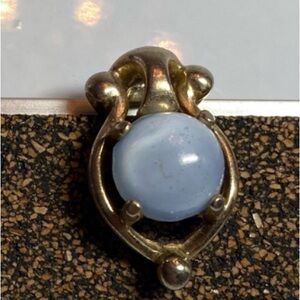Vintage clip earrings. Contemporary look. Blue cab stone.